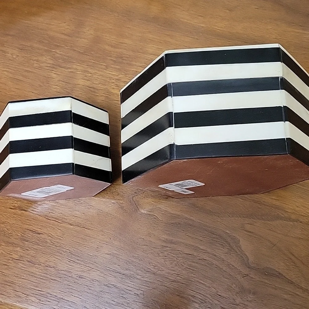 West Elm Black & White Inlay Hexagon Boxes